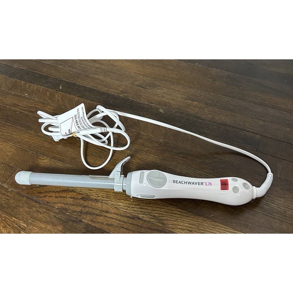 Beachwaver S.75 Rotating Curling Iron White Ceramic Automatic Dual Voltage